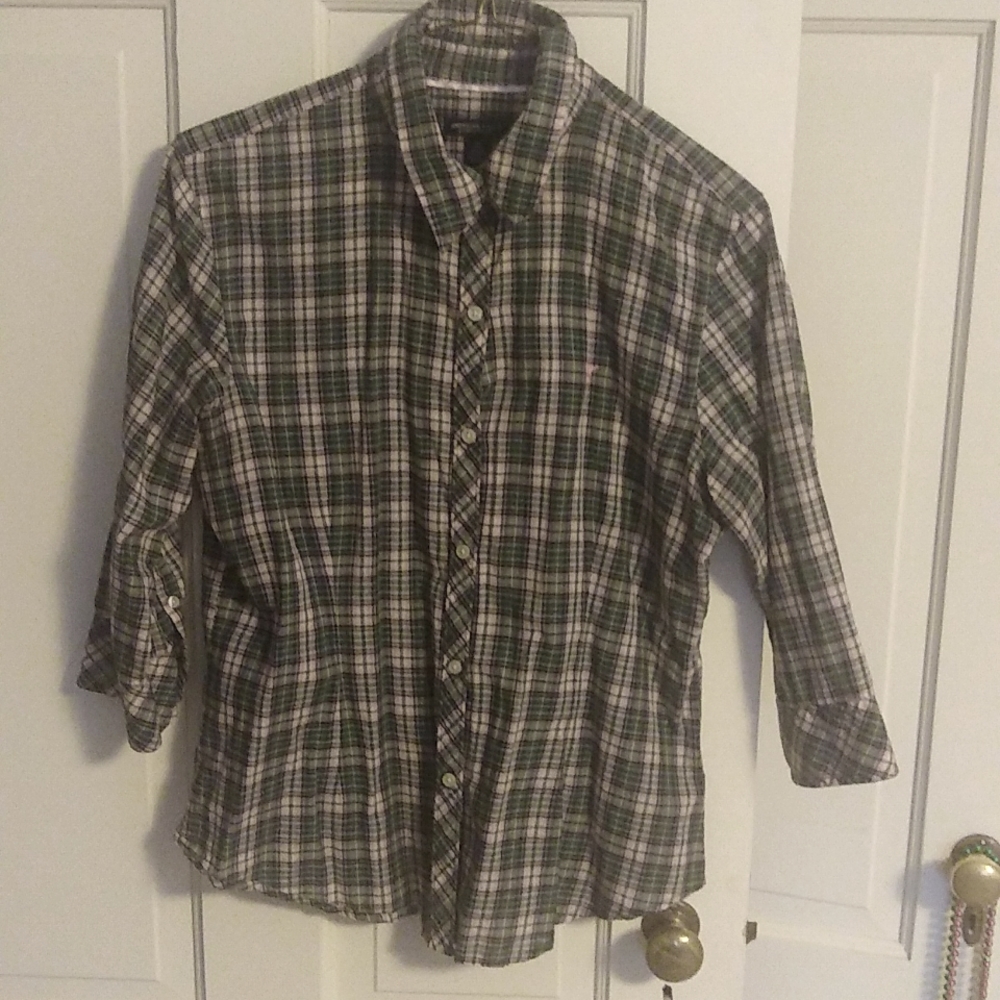 American Eagle Outfitters, size 10, plaid green yellow pink blue white